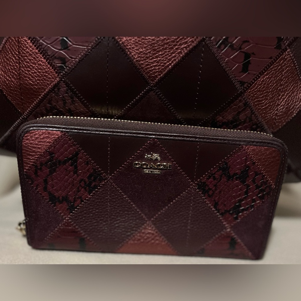 Authentic Coach Phoebe Metallic Patchwork Bag & W… - image 3